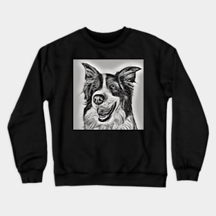 Border Collie Black and White with Grey - Hand drawn design Crewneck Sweatshirt